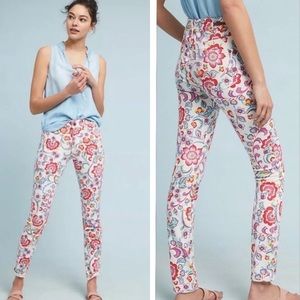 Anthropologie Pilcro and The Letterpress Floral Mid-Rise Skinny Jeans